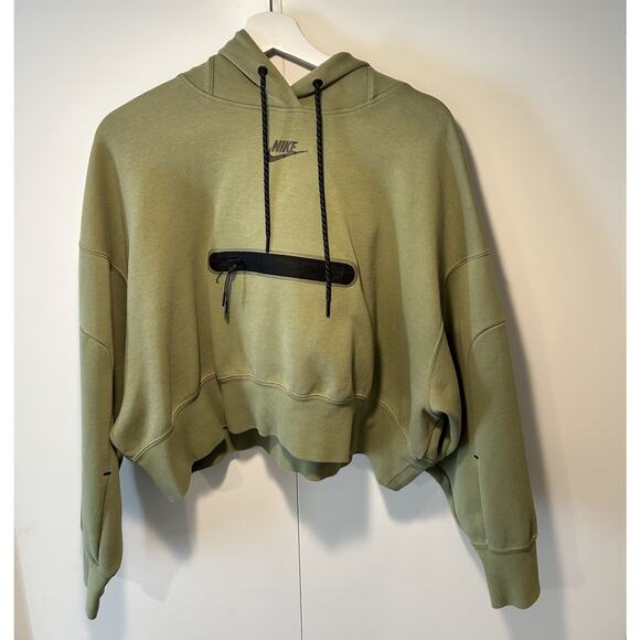 Nike Sweatshirt Women's XS Tech Fleece Oversized Crop Pullover Hoodie DR4973 334 - Picture 1 of 8